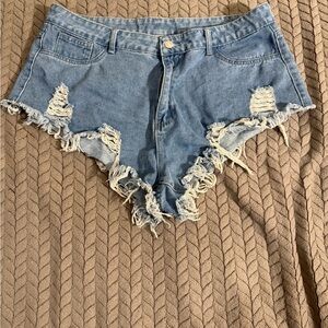 SHEIN Blue Distressed Jean Shorts